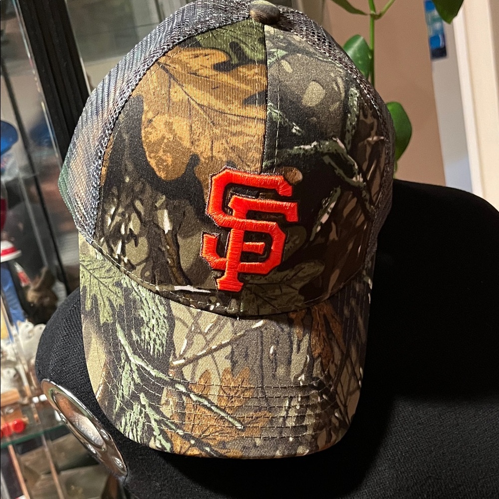 Camouflage Baseball Cap with Orange Logo